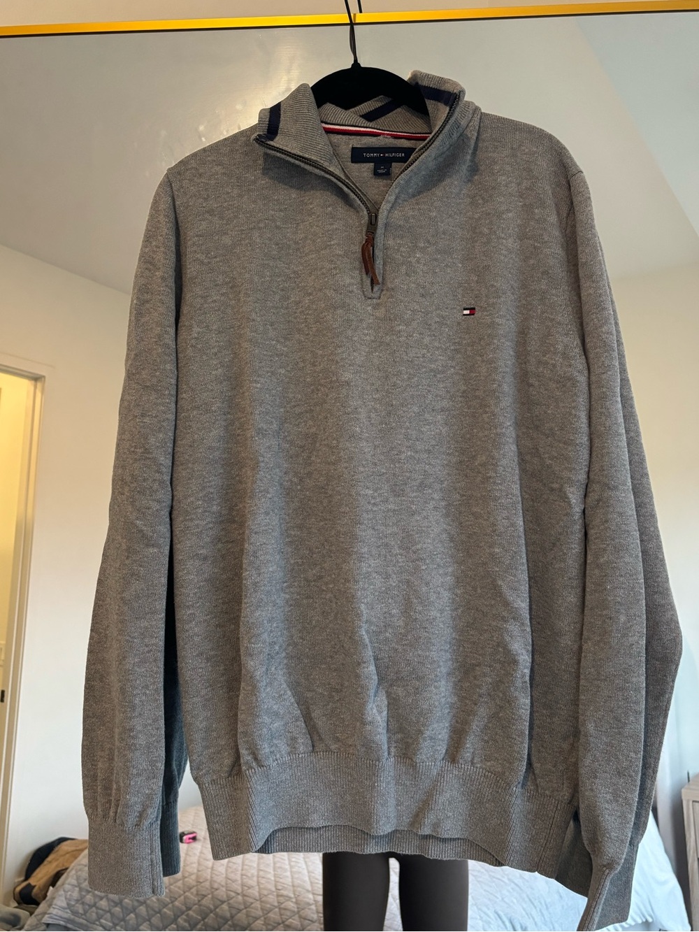 Tommy Hilfiger Men’s Light Gray Half-Zip Pullover Sweater